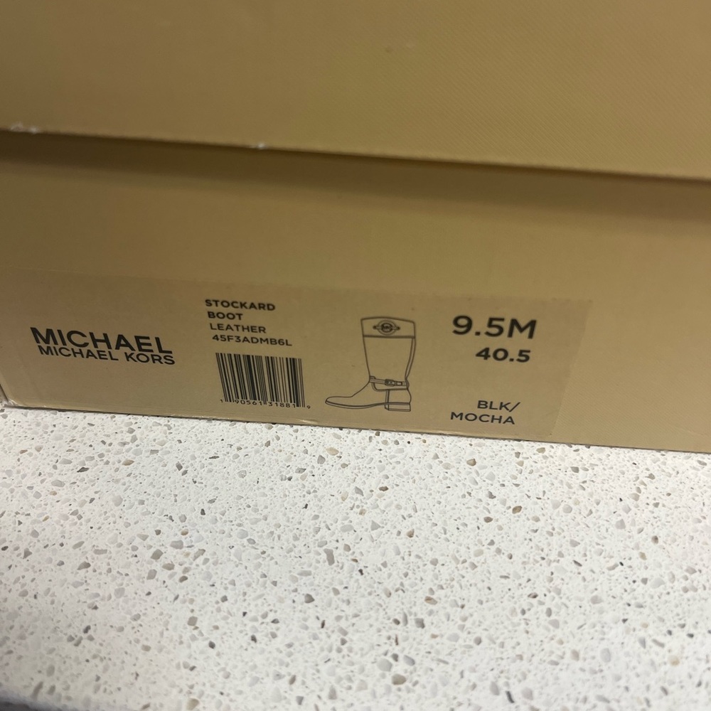 Like new Michael Kors Brown/Black Leather Knee High Zipper Boots in Box - Picture 9 of 12